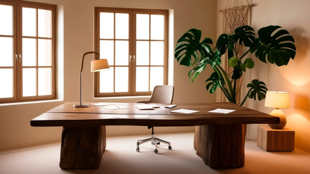 Wooden office desk with steel frame designed by WoodenWeld