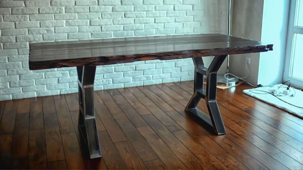 Wooden office desk with steel frame designed by WoodenWeld