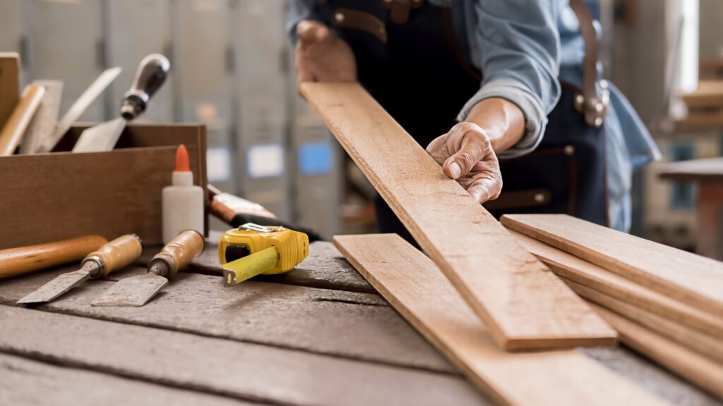 Wooden office desk with steel frame designed by WoodenWeld